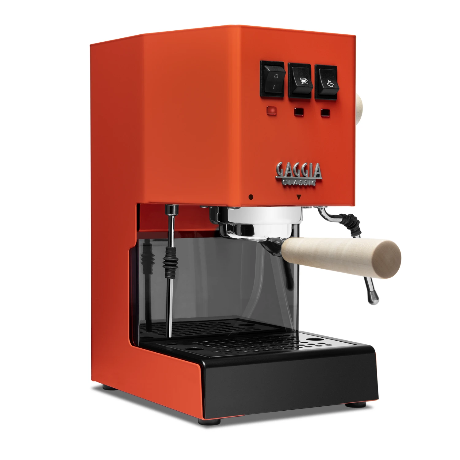 Gaggia Classic Evo Pro Espresso Machine In Lobster Red With Tiger Maple 3 Gaggia Classic Evo Pro Espresso Machine In Lobster Red With Tiger Maple