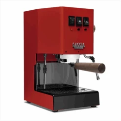 Gaggia Classic Evo Pro Espresso Machine In Cherry Red With Walnut