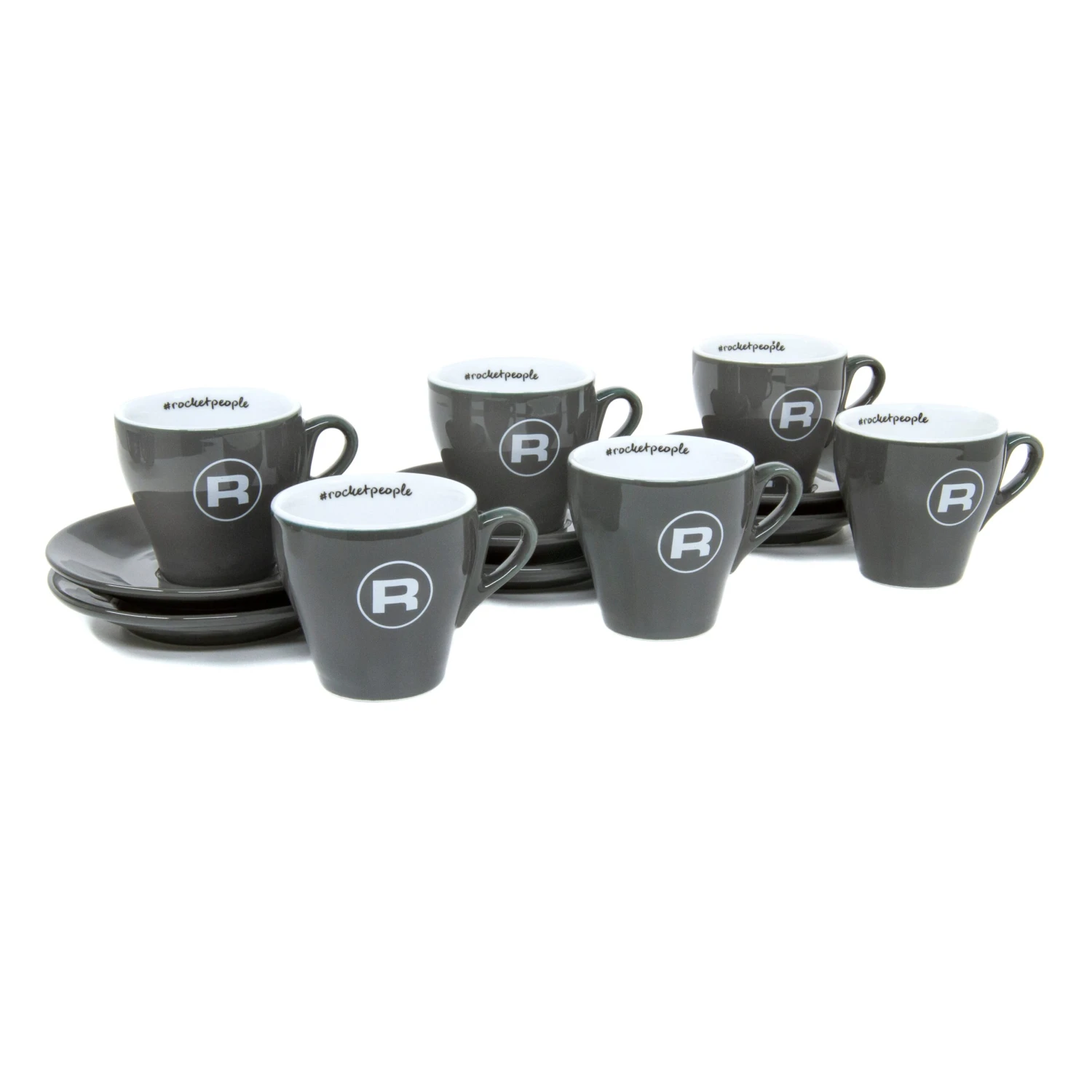 Rocket Espresso 6 Piece Flat White Cup And Saucer Set - Grey 3 Rocket Espresso 6 Piece Flat White Cup And Saucer Set - Grey