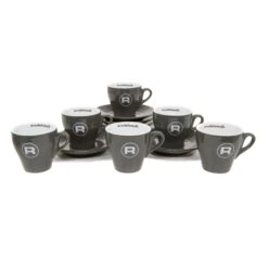 Rocket Espresso 6 Piece Flat White Cup And Saucer Set - Grey 11 Rocket Espresso 6 Piece Flat White Cup And Saucer Set - Grey -Coffee Series Store REFLATCUP6PCGRY 0498